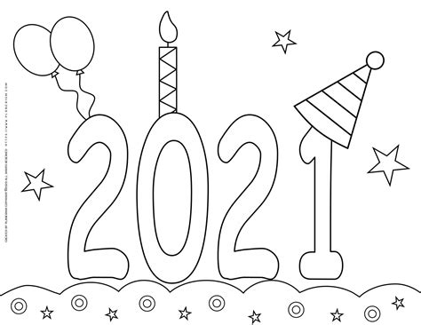 Free Printable Coloring Happy New Year 2021 Coloring Pages